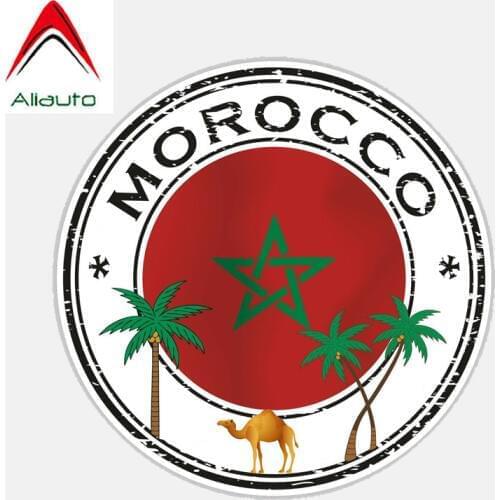 Aliauto Creative Car Sticker Morocco Flag Decor PVC Decal Cover Scratches for Kia Rio Passat B6 Lada Vesta Peugeot,14cm*14cm