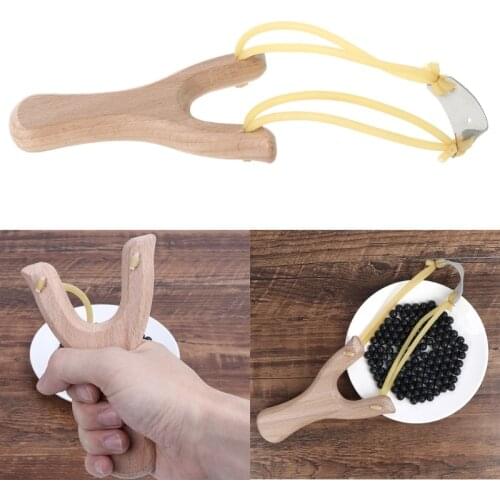 Natural Wooden Slingshot With Rubber Band Outdoor Hunting Sports Games Catapult