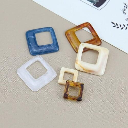 Newest 50pcs/Lot 42*42MM Colorful Hollow Out Square Acetic Acid acrylic Jewelry Earring Floating Charms Fashoin Necklace Pendant