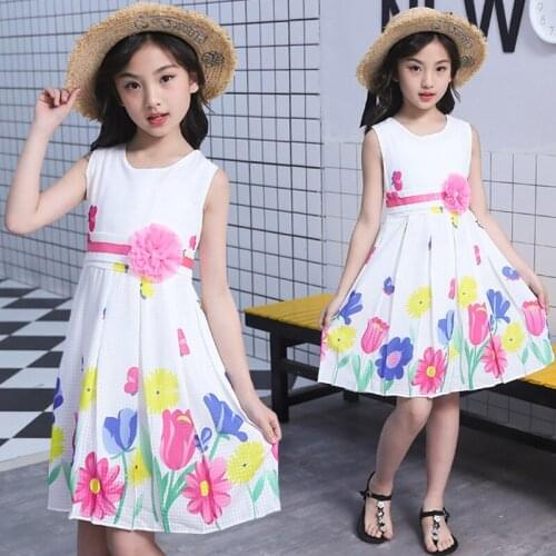 2019 new cute girls dress summer flower dress girl quality princess dress fashion kids dresses for girls