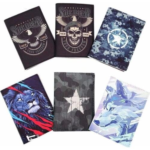 New Cool lion Wolve Pattern Passport Cover PU Leather Credit Card Holder Ultra-thin Travel Wallet Fashion Ticket Passport Holder