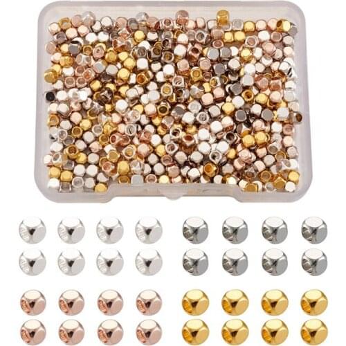 Pandahall 400pcs/Box 3x3x3mm Brass Cube Spacer Beads Loose Bead Sapcer for Jewelry Making DIY Bracelet Accessories Hole: 2mm