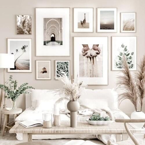 Grains of Sand Arches Grass Reed Palm Cactus Giraffe Nordic Posters And Prints Wall Art Canvas Painting For Living Room Decor