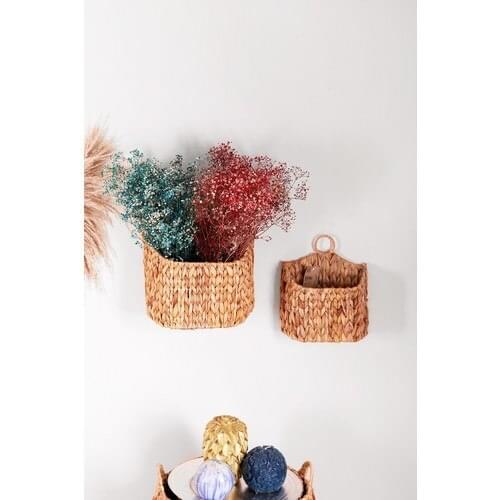 Synergy Store Water Hyacinth Wicker Wall Door Basket 2'li Set