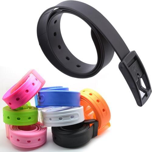 2021 Fashion Plastic Belt Friendly Candy Multi Color Silicone Rubber Leather Belt Smooth Buckle For Women Men Adjustable