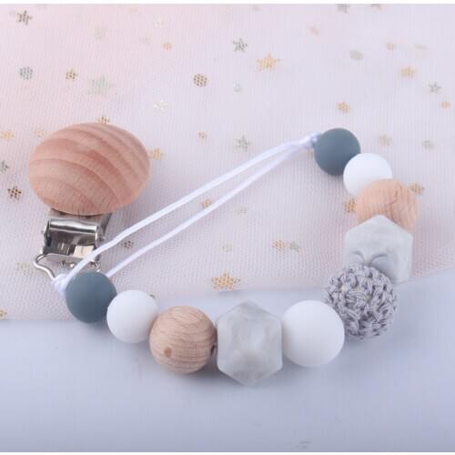 Baby Pacifier Clip Silicone Teething Beads Holder Soothie Clips Teether Toy Chewbeads Baby Birthday Shower Gift