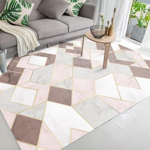 Modern Nordic Large Living Room Carpet 3d Printing Gold Line Geometry For Kitchen Bedroom Area Rug Mat Custom Home Mat