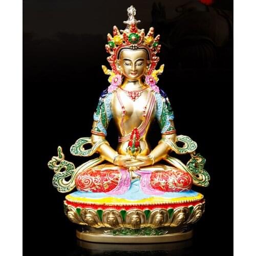 Special offer # HOME patron saint efficacious Protection # Buddhism Buddha gilding Amitabha Amitayus Buddha brass statue
