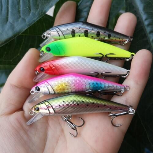 Swolfy Minnow Hard Fishing Lure Bait 65mm 7.5g Sinking Water Mini Minnow Wobbler Treble Hooks Artificial Whopper Crankbait