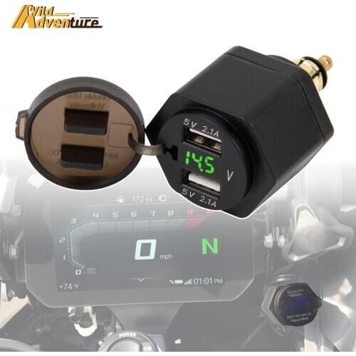 For BMW R1250GS R1200 GS RT F800GS F700GS F650GS R1200GS Adventure Universal USB Charger Dual Port Digital Display Adapter Plug