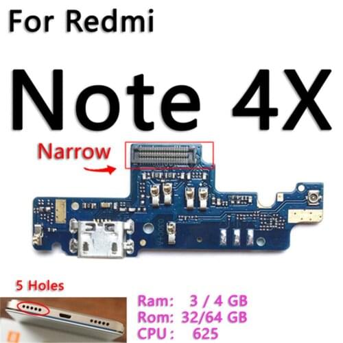 USB Charger Board Port Connector Mic PCB Dock Charging Flex Cable For XIAOMI Redmi NOTE 4X China Version