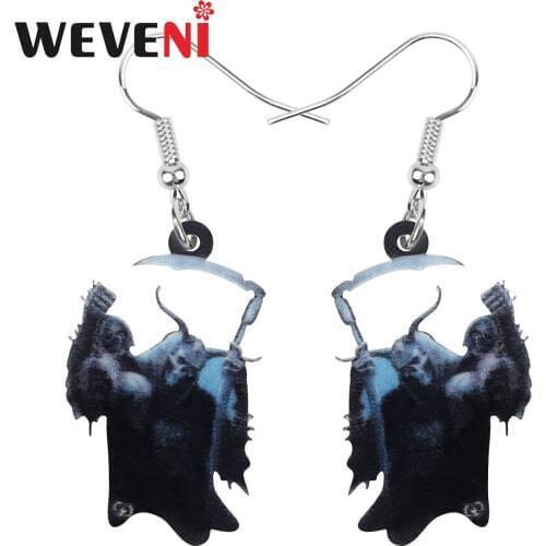 WEVENI Acrylic Halloween Horror Demon Death Reaper Earrings Drop Dangle Decoration Jewelry For Women Girls Teen Charm Party Gift
