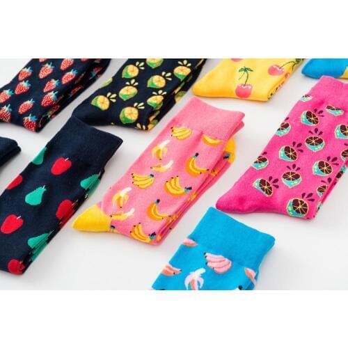 Fruit Women Socks Cherry Strawberry Lemon Cotton Funny Socks Men Adult Casual Crew Socks Creative Autumn Winter Happy Socks
