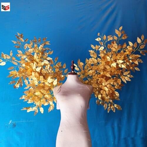 Lady Sexy Photography Pose Shooting Props Imitative Gold Leaf Big Angel Wings Window Display Decoration