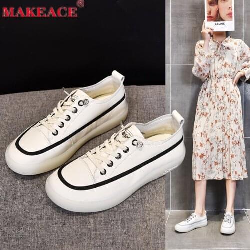 Ladies Low Heel Lace-up Small White Shoes Fashion Soft Soled Outdoor Sports Shoes Round Head Comfortable Walking Skateboard Shoe