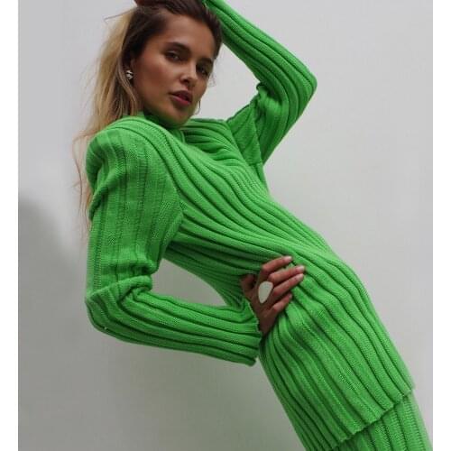 Women Office Lady Pit Striped Sweater Suit Long Sleeve O neck Casual Tops And Wide Leg Pants High Street Knitted 2021 Winter