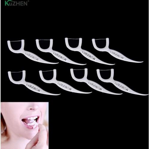 100pcs/pack Disposable Dental Flosser Interdental Brush Teeth Stick Toothpicks Floss Pick Oral Care Plastic Tooth Picks