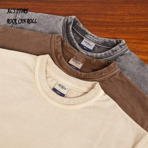 20W6 RockCanRoll US Size Super Quality 350GSM 12.5oz Heavy Casual Tee Soft Thick Washed Cotton Pocket T Shirt