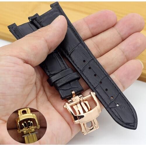 25*12MM High Quality Genuine Cow Leather Watch bands Recess Watchbands For PP Nautilus 5711 5712 Men Watch Bracelet Black Brown