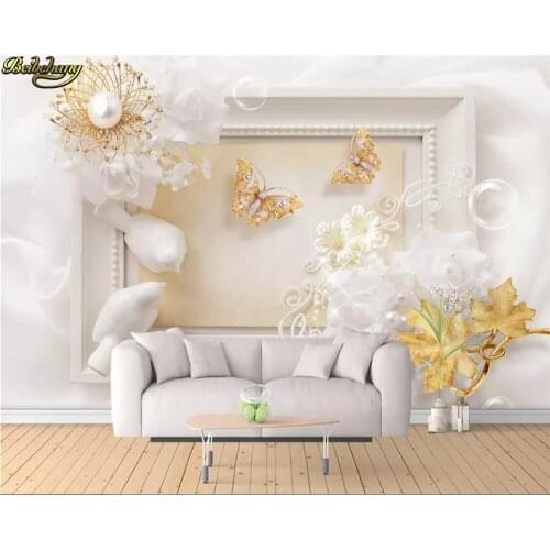Beibehang Custom wallpaper elegant 3D flower and bird butterfly jewelry TV background wall papel de parede 3d wallpaper