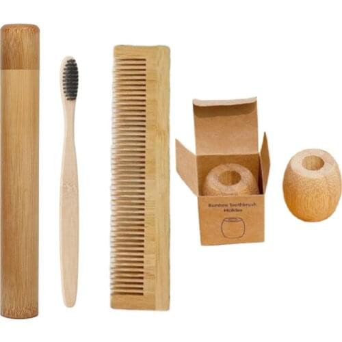 4/6/10-Pack Soft Bristle Adult Toothbrush Kit Bamboo Toothbrushes with Case Natural Eco Friendly Mini Wooden Tooth brush Holder