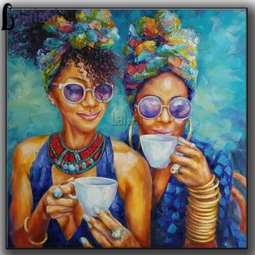 5D full round square diamond embroidery African sisters flowers Diy full sets diamond painting mosaic pictures rhinestones icon