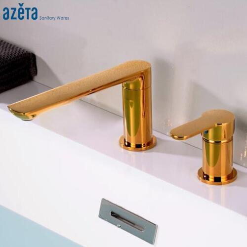 AZETA Gold Bathroom Bathtub Faucet Brass Two-piece Single Handle Bath Tap 360 Degree Rotation Bathtub Mixer Tap AT3801G