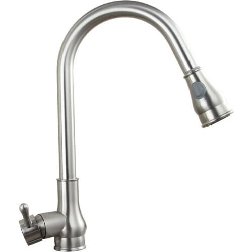 Free ship Contemporary stainless steel clour One Hole deck mounted Single Handle Pull-down Kitchen Faucet mixer tap