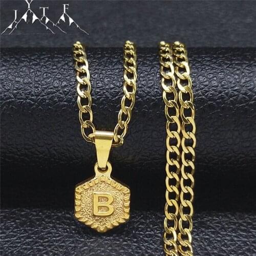 Stainless Steel Layer B Chain Necklaces Women Gold Color Initials Pendant Necklace Jewelry collier acier inoxydable XH138S03