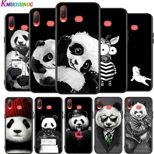 Cute Animal Panda For Samsung Galaxy A9 A8 Star A750 A7 A6 A5 A3 Plus 2018 2017 2016 Bright Black Phone Case