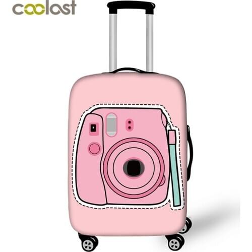 18-28 Inch Cute Pink Camera Suitcase Cover Women Travel Luggage Suitcase Protector for Girls Trolley Durable Protective Cover