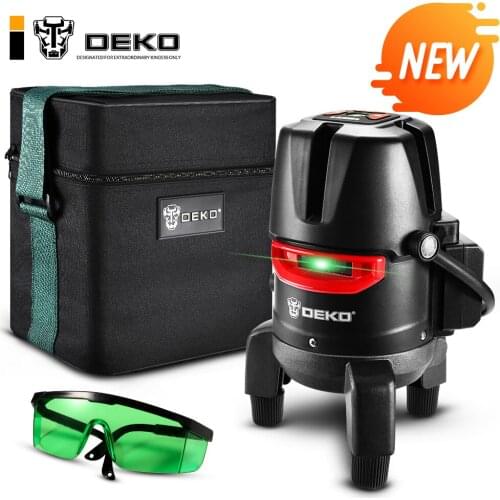 DEKO DKLL57PB2 5 Line Green Laser Level Self-leveling Horizontal And Vertical Cross Lines 360° precise fine-tuning