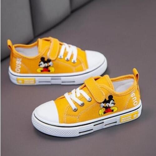 Children Mickey Canvas Shoes Spring New Cartoon Boys Girls Casual Shoes Soft Bottom Anti-Slippery Kids Shoes Unisex