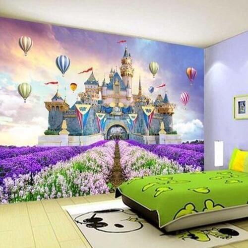 Kids Bedroom Wallpaper Purple flower Ballon Towe Castle Alcazar Barbacan Photo Murals for living Room Wall Paper Rolls
