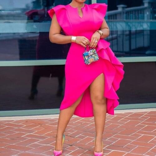 Long African Dress Sexy Flare Sleeve Ruffles Split Robe Vetement Femme 2021 Daily Evening Party Dress African Dresses For Women