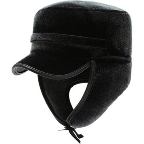 Mens Flat Caps New Winter Thermal Bomber Hats For Men Plus Velvet Ear Protection Earmuffs Hat Middle-aged Elderly Dad Warm Hat