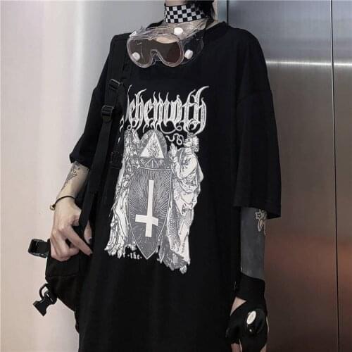 Hip Hop O-neck Tshirt Streetwear Men Women Japanese Cool Punk Print Loose Short T Shirt Men Summer Half Sleeve T Shirt Funny