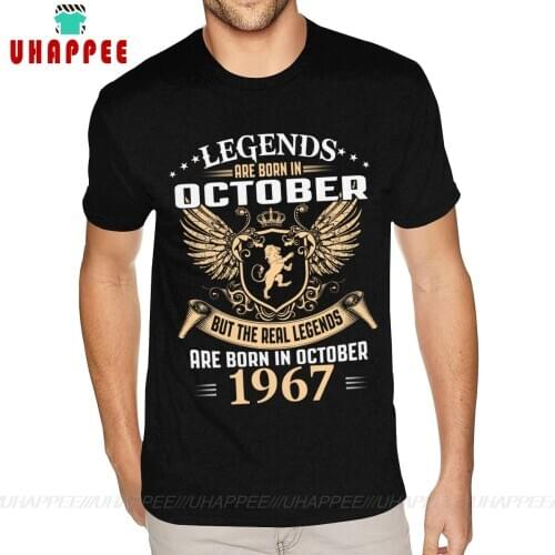 Customised 1967 Born In October Graphic T-shirts Tee Shirts For Mens Plus Size Black Tee Shirt
