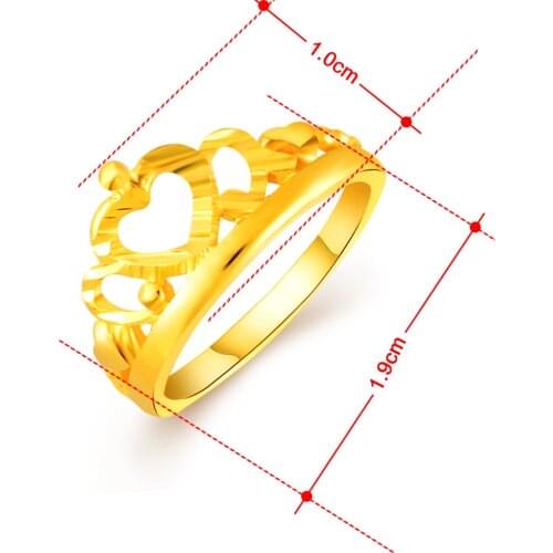 Exquisite Cute Heart Gold Color King Queen Prince Crown Rings For Dating Bague Finger Bijoux Daily Wear Anel Jewelry Accessories