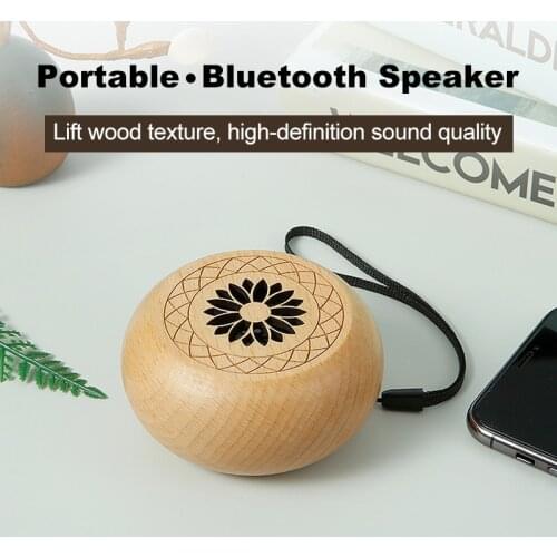 Exquisite Speaker Carved Pattern Extreme Hand-feel Solid Wood Circular Bluetooth Speaker Portable Wireless Loudspeaker