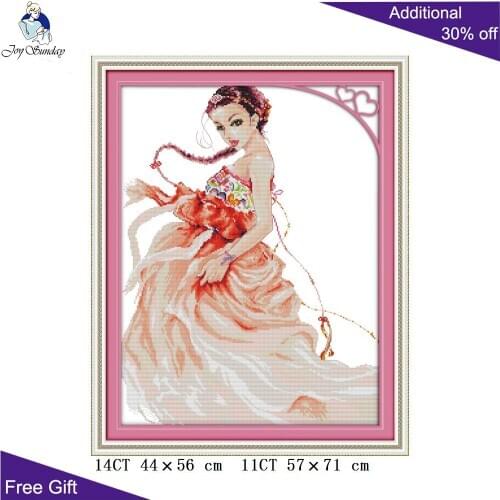 Joy Sunday Ancient Beauty Home Decor R658 14CT 11CT Counted and Stamped Ancient China Beautiful Women Cross Stitch kits