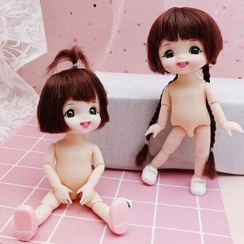 New 16cm BJD Doll 13 Jointed Dolls Multiple Color Hairstyles Cute Doll with Shoes for Girls Toys Nude Body Fashion Gift