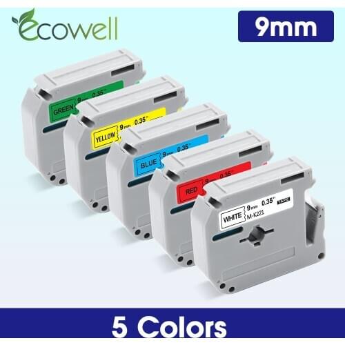 Ecowell 9mm MK-221 tape compatible for Brother p-touch PT-80 PT-70 printer ribbon MK221 MK421 MK521 MK621 MK721 label cartridge
