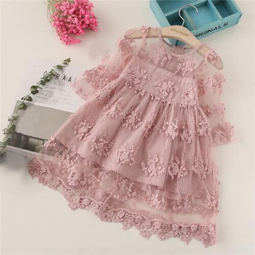 Summer Wedding Dresses For Teens Lace Party Flower Dress Baby Girl Party Kids Dresses For Girls Princess Pink Dress For 3-8 Y