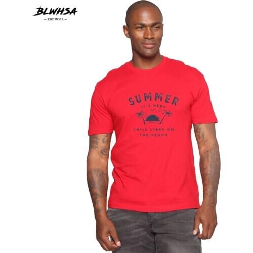 BLWHSH Summer It Is Here Print T Shirt Men Fashion Cotton Short Sleeve Funny T-shirt Brand Design Letter Printing Plus Size Tees