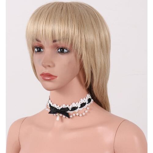 Loli Girl Handmade Vintage Sexy Lace Choker Necklace Gothic Statement Necklace for Halloween Party Women Lolitas Accessories