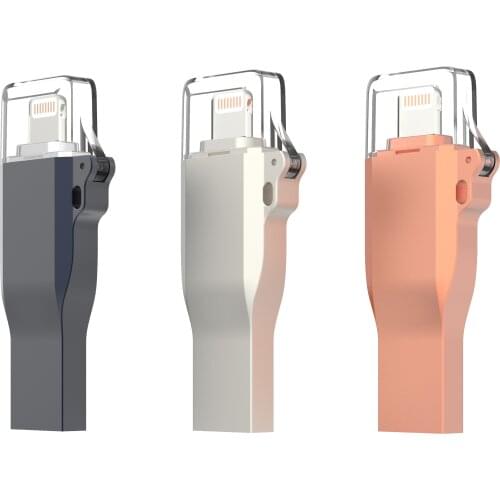 2021 Latest Fashion Metal OTG Dual Interface Pen Drive for Computer & iPhone USB3.0 High-speed Flash Drive 16GB 32GB 64GB 128GB