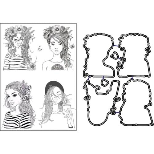Fashion Girls Metal Cutting Dies And Clear Stamp Set For DIY Scrapbooking