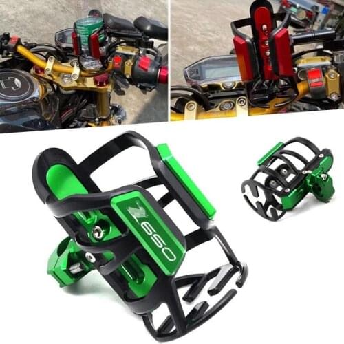 For KAWASAKI Z650 Z750 Motorcycle CNC Drink Cup Stand Water Cup Holder Crash Bar Water Bottle Accessories With logo z 650 z 750