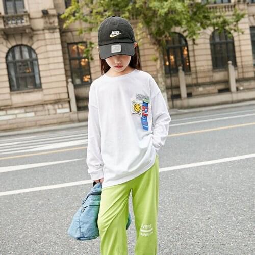 8 10 years Girls Fall Tops 2021 Autumn New Fashion Casual Basic T-shirt Teen Girls Clothing